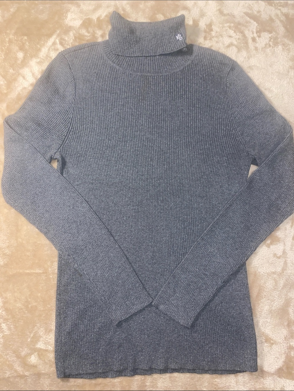 Lauren Ralph Lauren Charcoal Ribbed Turtleneck Sweater